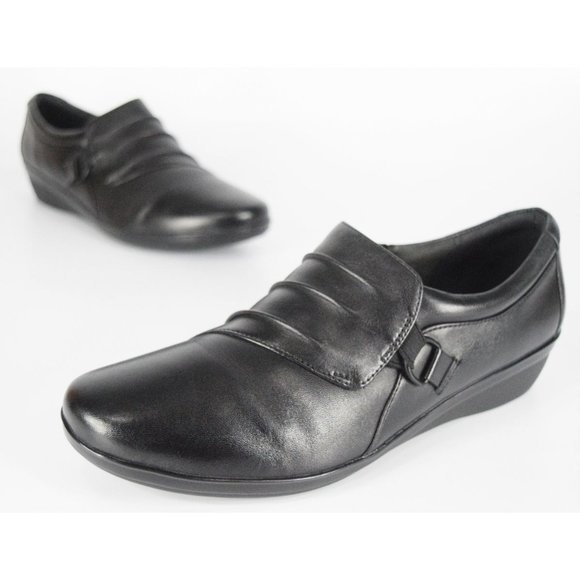 Clarks Shoes Clarks Everlay Heidi Black Monkstrap Wedge
